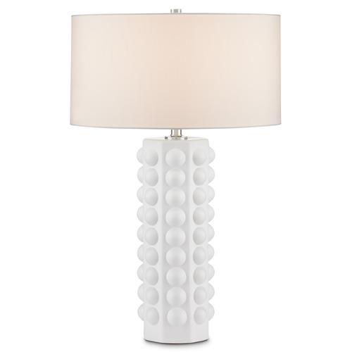 Currey and Company Lighting Currey and Company Cassandra Matte White Table Lamp with Drum Shade 6000-0870