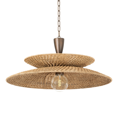 Landry 30-Inch Abaca Pendant in Bronze Leaf by Troy Lighting