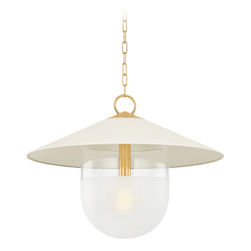 Mitzi by Hudson Valley Mitzi By Hudson Valley Ressi Aged Brass & Soft Cream LED Pendant Light with Bowl / Dome Shade H926701L-AGB/SCR