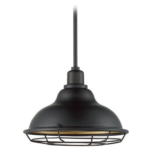 Newbridge Dark Bronze & Gold Barn Light with Warehouse Shade by Satco Lighting
