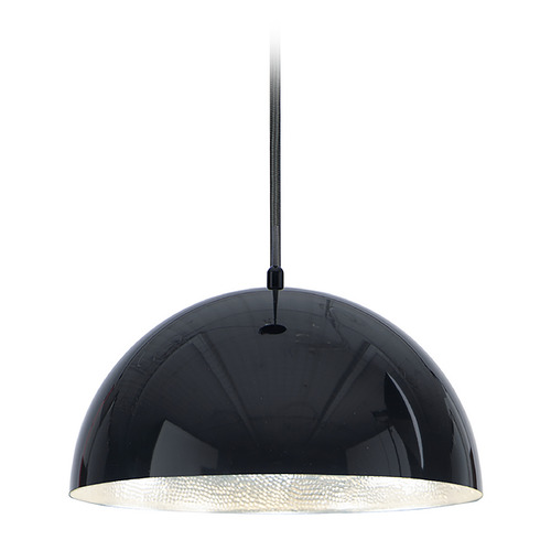Hemisphere 14-Inch LED Pendant in Gloss Black & Aluminum by ET2 Lighting