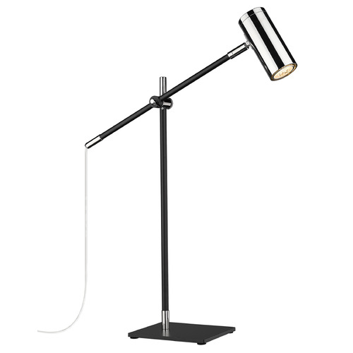 Calumet Matte Black & Polished Nickel Swing Arm Lamp by Z-Lite