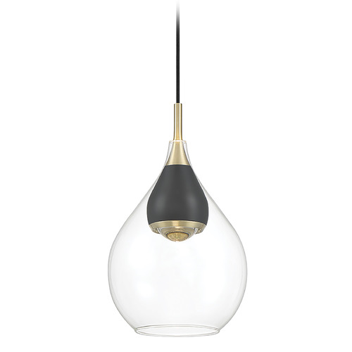 George Kovacs Arabesque Coal & Brushed Gold LED Mini-Pendant Light with Bowl / Dome Shade