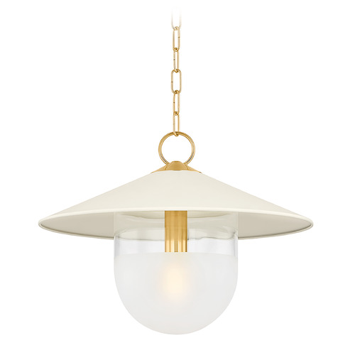 Mitzi By Hudson Valley Ressi Aged Brass & Soft Cream LED Pendant Light with Bowl / Dome Shade