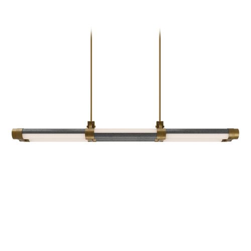 Modern Forms by WAC Lighting Modern Forms Catania Bassalt Stone & Aged Brass LED Island Light with Cylindrical Shade PD-6548-27-BV/AB