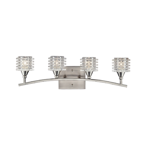 Elk Lighting Modern Bathroom Light with White Glass in Satin Nickel Finish 17132/4