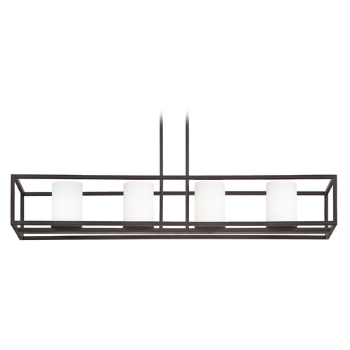 Bronze Linear Chandelier with Cylindrical Shade