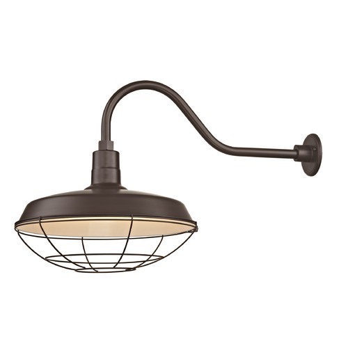 Bronze Gooseneck Barn Light with 18-Inch Caged Shade