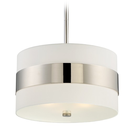 Crystorama Lighting Crystorama Lighting Grayson Polished Nickel Pendant Light with Drum Shade 295-PN