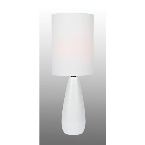 Lite Source Lighting Lite Source Quatro Brushed White Table Lamp with Cylindrical Shade LS-24997WHT/WHT