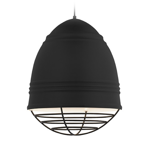 Loft Pendant in Black with Black Cage by Visual Comfort Modern