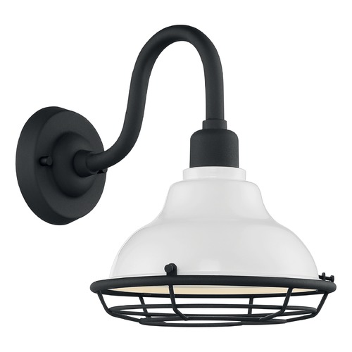 Newbridge Gloss White & Textured Black Barn Light by Satco Lighting