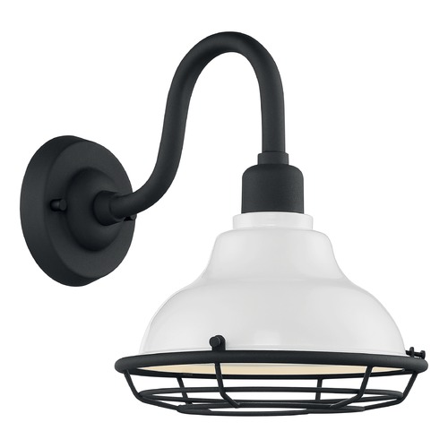 Satco Lighting Newbridge Gloss White & Textured Black Barn Light by Satco Lighting 60/7021