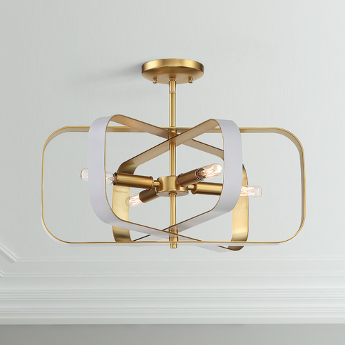 Aureum Matte White with Honey Gold Semi-Flush Mount by Minka Lavery