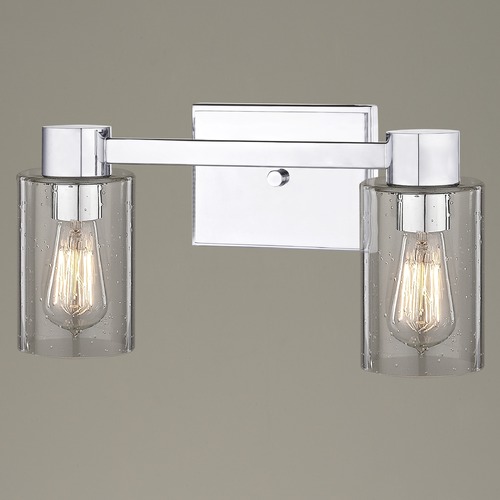2-Light Seeded Glass Bathroom Light Chrome