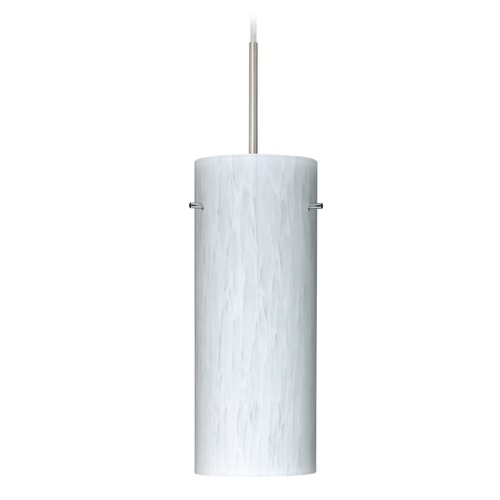 Besa Lighting Stilo Satin Nickel LED Mini-Pendant Light with Cylindrical Shade