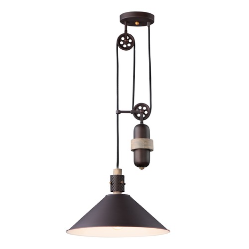Maxim Lighting Maxim Lighting Tucson Oil Rubbed Bronze / Weathered Wood Pendant Light with Coolie Shade 10090OIWWD