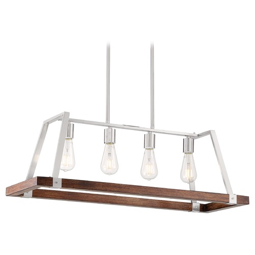 Outrigger Brushed Nickel & Nutmeg Wood Pendant by Nuvo Lighting