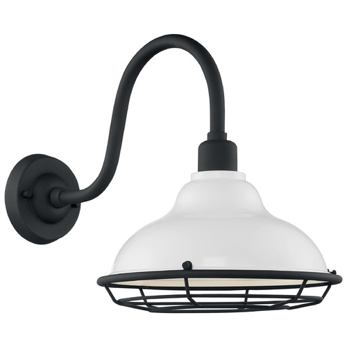 Newbridge Gloss White & Textured Black Barn Light by Satco Lighting