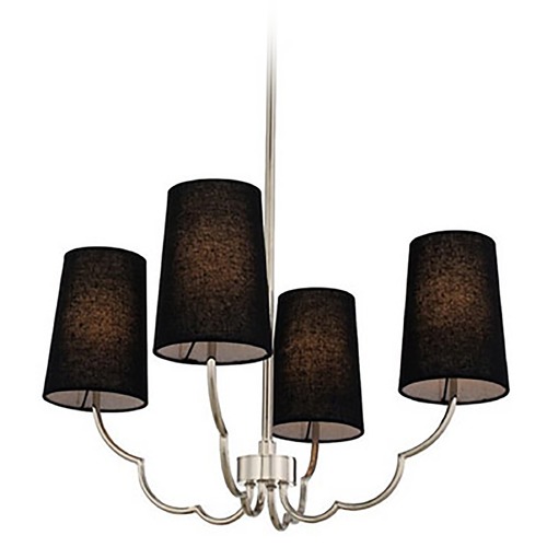 Kalco Lighting Sophia 4-Light Chandelier in Polished Nickel with Black Fabric Shades 514371PN