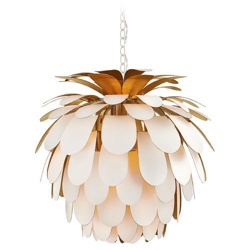 Visual Comfort Signature Collection E.F. Chapman Cynara Chandelier in White & Gild by Visual Comfort Signature CHC5165WHTG