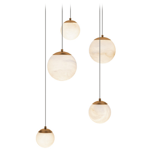 Modern Forms by WAC Lighting Modern Forms Pisces Aged Brass LED Multi-Light Pendant with Globe Shade PD-34405R-AB