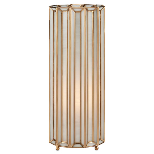 Currey and Company Daze White / Antique Brass Table Lamp with Cylindrical Shade