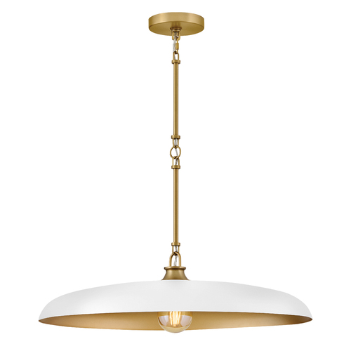 Sadie Medium Pendant in Lacquered Brass & White by Hinkley Lighting