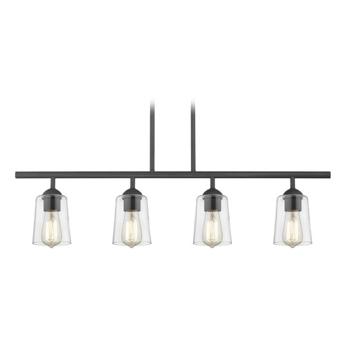 Design Classics Lighting Axel Linear Chandelier in Black & Clear Cone Glass by Fuse 718-07 GL1027-CLR
