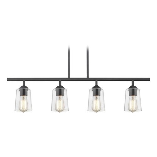 Axel Linear Chandelier in Black & Clear Cone Glass by Fuse