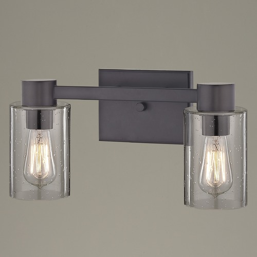 2-Light Seeded Glass Bathroom Light Bronze