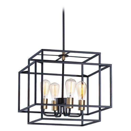 Liner Black & Satin Brass Pendant by Maxim Lighting