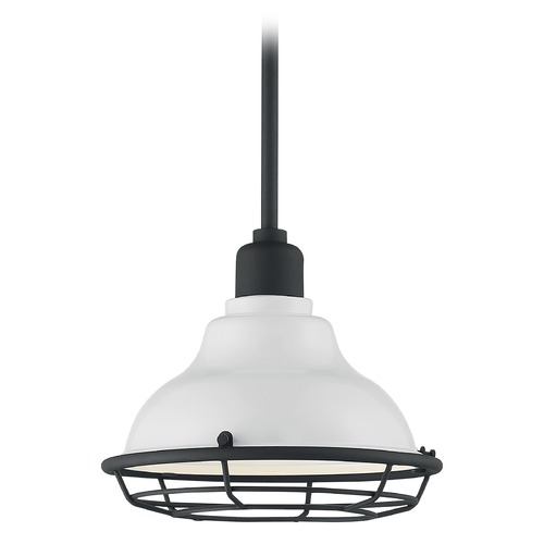 Satco Lighting Satco Lighting Newbridge Gloss White / Textured Black Barn Light with Warehouse Shade 60/7023