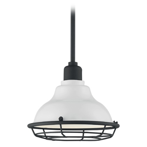 Satco Lighting Newbridge Gloss White & Textured Black Barn Light with Warehouse Shade by Satco Lighting 60/7023