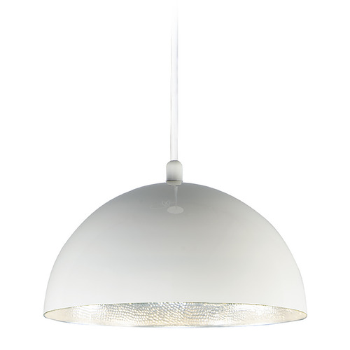 Hemisphere 14-Inch LED Pendant in Gloss White & Aluminum by ET2 Lighting