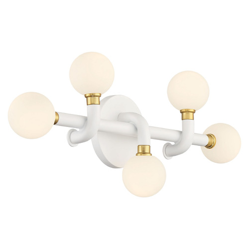 George Kovacs Lighting George Kovacs Tubular Matte White & Honey Gold LED Bathroom Light P5510-706-L