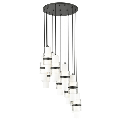 Z-Lite Cayden Matte Black Multi-Light Pendant with Cylindrical Shade