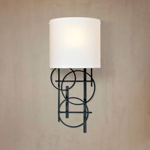 18.25-Inch Wall Sconce with Pearl Mist Glass in Black by George Kovacs