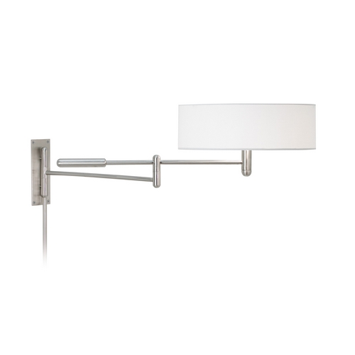 Sonneman Lighting Modern Swing Arm Pin-Up Lamp with White Shades in Satin Nickel Finish 7002.13