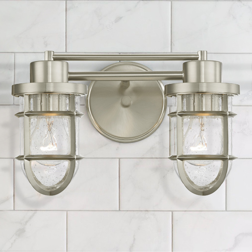 Marin 12-Inch Vanity Light in Satin Nickle with Clear Seeded Glass