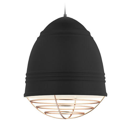 Visual Comfort Modern Collection Loft Pendant in Black with Copper Cage by Visual Comfort Modern 700TDLOFGPBWP