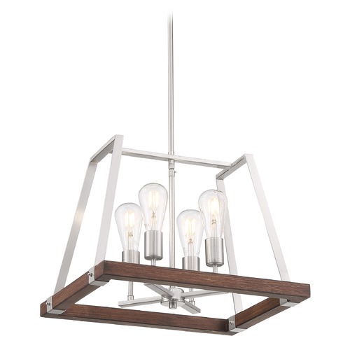 Outrigger Brushed Nickel & Nutmeg Wood Pendant by Nuvo Lighting