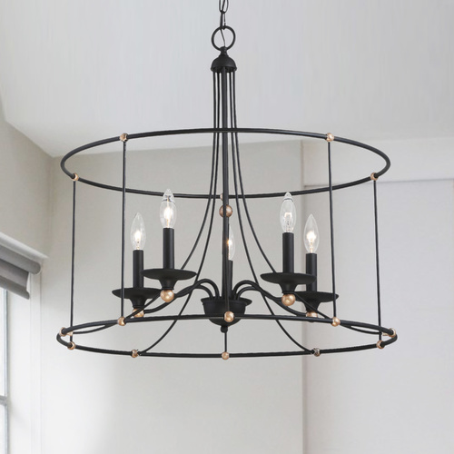 Westchester County Sand Coal with Skyline Gold Leaf Chandelier by Minka Lavery