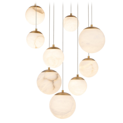 Modern Forms by WAC Lighting Modern Forms Pisces Aged Brass LED Multi-Light Pendant with Globe Shade PD-34409R-AB