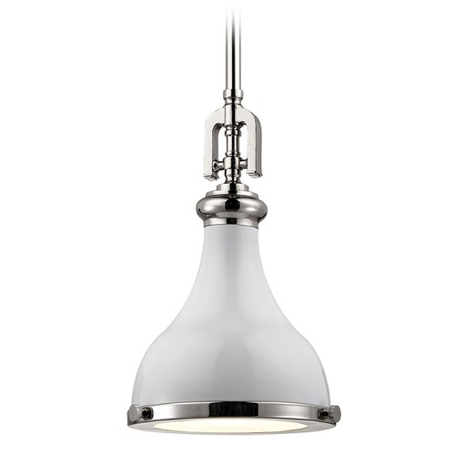 Elk Lighting Farmhouse Mini-Pendant Light Polished Nickel / White Rutherford by Elk Lighting 57040/1