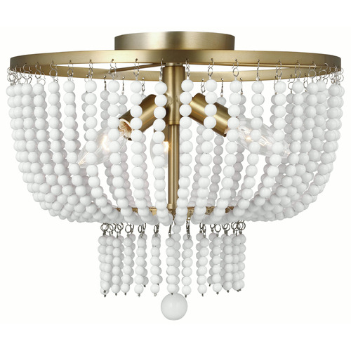 Visual Comfort Studio Collection Aerin Jackie Satin Brass Semi-Flushmount Light