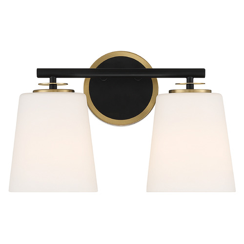 Meridian 15-Inch Bath Light in Matte Black & Natural Brass by Meridian M80077MBKNB
