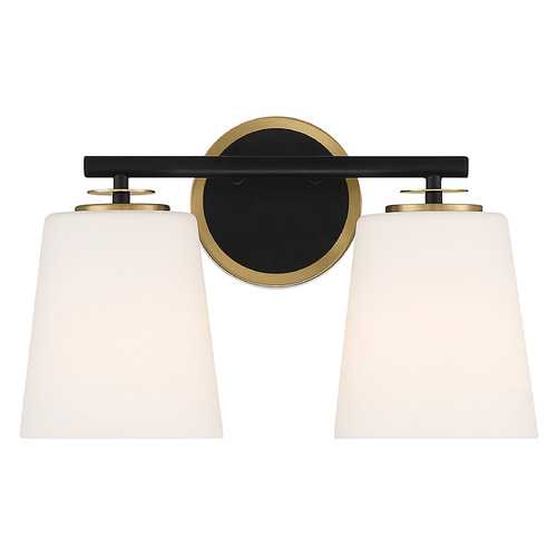 15-Inch Bath Light in Matte Black & Natural Brass by Meridian
