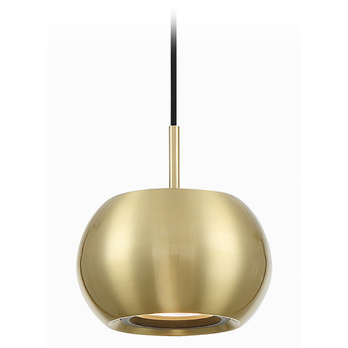 George Kovacs Halo Coal & Brushed Gold LED Mini-Pendant Light with Oval Shade