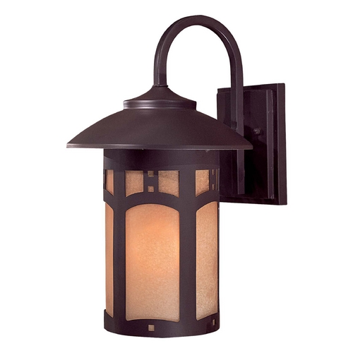 Outdoor Wall Light with Beige / Cream Glass in Dorian Bronze Finish